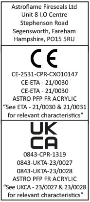 CE and UKCA Certification for Astro PFP FR Acrylic