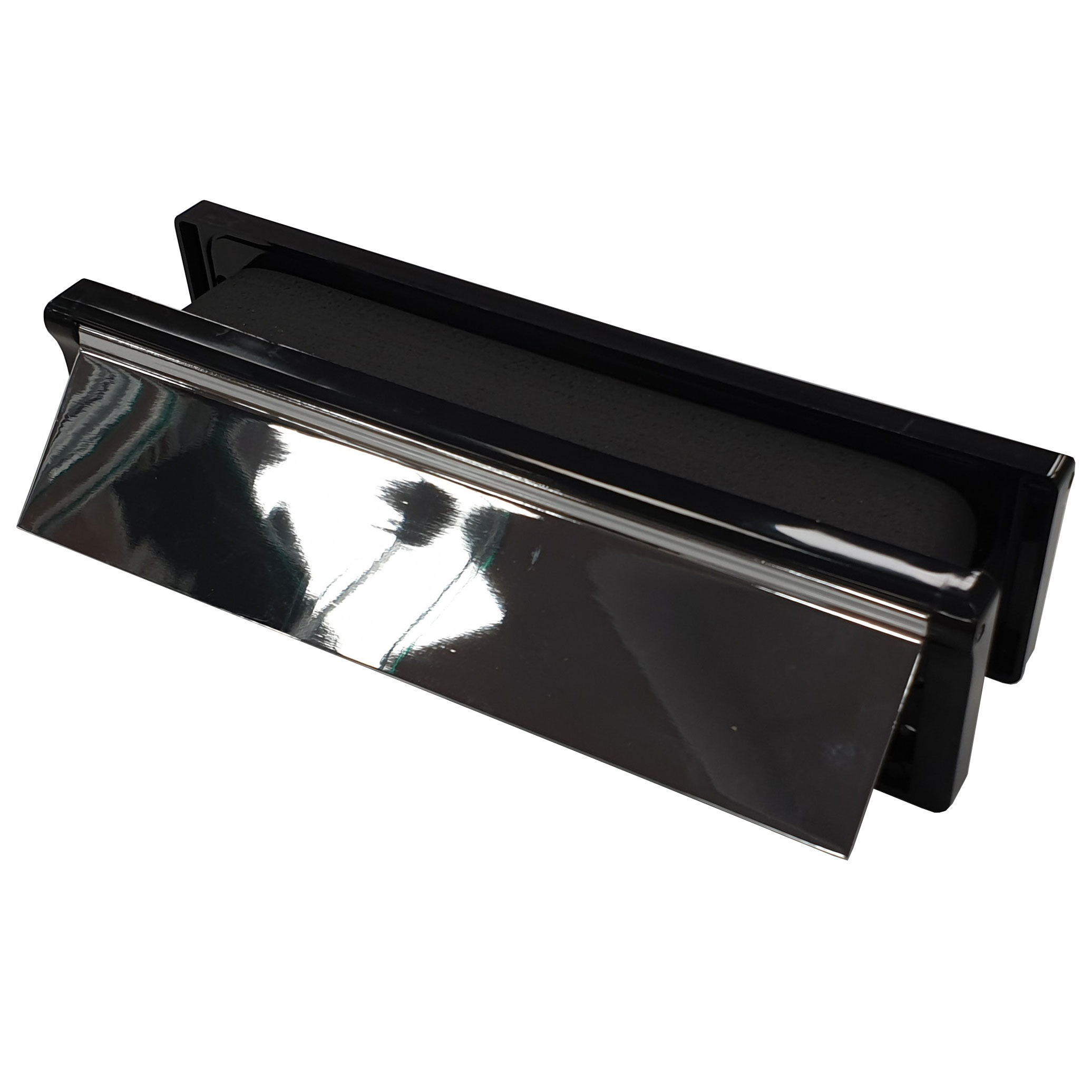 12 inch Intumescent Letter Boxes Chrome - Black frame